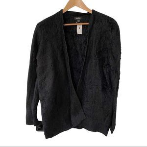 Lord & Taylor open front black long sleeve fuzzy cardigan super soft S NWT